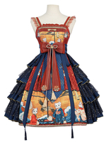 Chinesische Art Lolita JSK Kleid Ukiyoe Schnüren Lolita Pullover Röcke