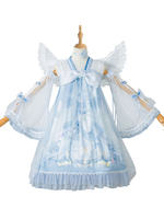 Chinesische Art Lolita OP Kleid Baby Blue Cloud Dreamland Lolita Einteilige Kleider