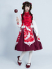 Chinesische Art Lolita OP Kleid Kran Print Pom Poms Bögen Qi Lolita Einteilige Kleider