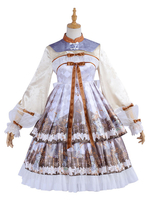Chinesische Art Lolita OP Kleid Kreuz Lilie Skelettdruck Qi Lolita Einteilige Kleider