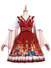 Chinesische Art Lolita OP Kleid Ukiyo Cat Print Langarm Lolita Einteilige Kleider
