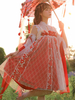 Chinesischen Stil Lolita JSK Kleid rot ärmellos gestickte Bögen Lolita Jumper Röcke