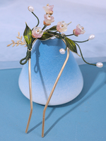 Chinesischer Stil Lolita-Zubehör grüne Perlen Blumen Kopfbedeckung Metall Sonstiges