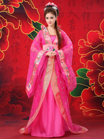 Chinesisches Kostüm Weibliche Traditionelle Rose Chiffon Frauen Hanfu Kleid Alte Tang Dynastie Kleidung 3 Stück