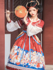 Chinesisches Lolita 2-teiliges Set Burgunder Langarm Pullover Polyester Lolita Top Outfits