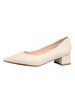 Chunky Heel der Frau Slip-On Pointed Toe Puppy Heel Einfache Slipper Ecru Pumps