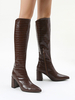Chunky Heel Kniehohe Stiefel Leder Pointed Toe High Heel Stiefel