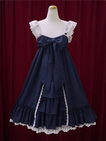 Classic Lolita Kleid JSK Lace Baumwolle zweifarbig zerzaust Bow Lolita Jumper Rock