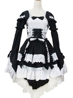 Classic Lolita OP Dress Rüschen Schwarz Langarm Lolita One Piece Dresses