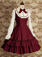 Classic Lolita OP Kleid Bögen Aprikose Langarm Lolita One Piece Kleider