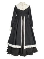 Classic Lolita OP Kleid Rüschen Spitze Knopf Schwarz Rüschen Lolita One Piece Kleider