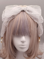 Classic Lolita Stirnband Angel Street Bow Pearl Grau Lolita Haarschmuck