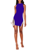 Club Kleid für Frauen Royal Purple High Collar Fransen Ärmelloses Polyester Irregular Split Sexy Kleid