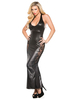 Club Kleid für Frauen Scoop Neck Lace Sleeveless PU-Leder Patent Sexy Party Dress