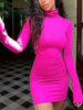 Club Kleid Frauen mit hohem Kragen und langen Ärmeln Sexy Kleid