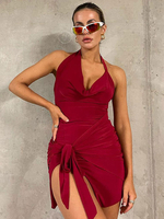 Club-Kleid Sexy ärmelloses Polyester-rotes sexy Kleid