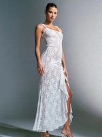 Club Kleid Träger Hals Sexy Ärmellose Spitze Rückenfrei Weiß Sexy Kleid