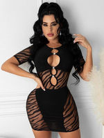 Clubkleid für Frauen Schwarzes Juwel Halsausschnitt Kurzarm Polyester Unregelmäßiges Sexy Kleid