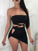 Clubkleid Schwarzes trägerloses schnürloses ärmelloses; rückenfreies; sexy Kleid aus Polyester