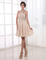 Cocktailkleid aus Chiffon in Champagnerfarbe