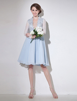 Cocktailkleid aus Chiffon in Hellblau Kleider für Hochzeitsgäste Milanoo