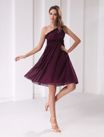 Cocktailkleid mit Einschulter in Dunkellila