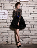 Cocktailkleid mit Kunstdiamanten in Schwarz Milanoo