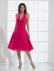 Cocktailkleid mit V-Ausschnitt in Fuchsienfarbe Kleider für Hochzeitsgäste