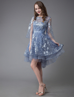 Cocktailkleider High Low Lace Abendkleid Kurzes Abschlusskleid mit halber Hülse