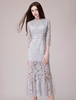 Cocktailkleider mit halben Ärmeln Stehkragen Illusion Graduation Party Dress