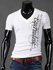 Cool 2021 T-Shirt aus Baumwolle mit V-Ausschnitt und kurzen Ärmeln und Buchstabenmuster für Alltag im casualen Stil und Herren