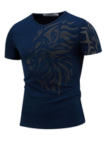 Cool T-Shirt aus Baumwolle mit Rundkragen und kurzen Ärmeln und Print für Alltag im casualen Stil SLIM FIT und Herren