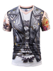 Cool T-Shirt aus Polyester mit Rundkragen und kurzen Ärmeln und Print in Schwarzfür Alltag im europäischen Stil SLIM FIT für Herren