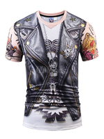Cool T-Shirt aus Polyester mit Rundkragen und kurzen Ärmeln und Print in Schwarzfür Alltag im europäischen Stil SLIM FIT für Herren