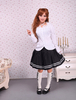 Cotton Lolita Bluse mit langen Ärmeln Spitze-Ordnungs-Genick schnallen in Weiß