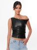 Crop Top aus Kunstleder asymmetrisch eine Schulter ärmellos Sommertops für Damen 2025