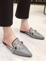 Crystal Flat Pointed Toe Slippers Damenschuhe