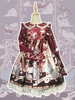 Customized Sweet Lolita OP Kleid Rote Koralle Neverland Blumendruck Kaskadierende Rüschen Schleifen Polyester Langarm Lolita Einteilige Kleider