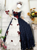 Customized Sweet Lolita OP Kleid Schneewittchen Blumendruck Kurzarm Neverland Bows Rüschen White Tea Party Lolita Einteilige Kleider