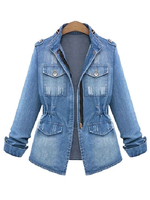 Damen Jacke für Sommer Denim in Blaumit Taschen für Damen