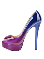 Damen 2021 Peeptoes aus Lack-PU mit Farbverlauf im SchlüpfenStyle und Stilettos