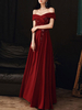 Damen Abendkleid A-Line Bateau Ausschnitt Matt Satin Fußboden-Länge wulstige Formal Dinner-Kleid