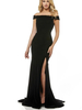 Damen Abendkleid Schwarz Rückenfrei Velours Bodenlang Split Abendkleid Klatschkleider