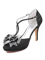 Damen Abendschuhe High Heel Sandalen Peep Toe Party Schuhe mit Schleifen