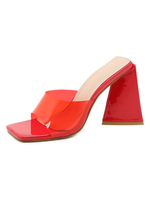 Damen Absatz Pantoletten Square Toe Speziell geformte Ferse PVC Ferse Muls