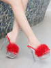 Damen Absatz Sandalen Red Open Toe PVC Obere Stiletto Absatz Sandale Hausschuhe