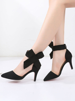 Damen Absatz Sandalen Schwarz Stiletto Absatz Spitze Zehen Wildleder Nap Schuhe