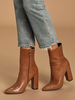 Damen Alligator Embossed Chunky Heel Booties in Braun