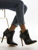 Damen Ankle Boots Black PU Leder Spitzzehen Nieten Stiletto Heel Booties