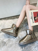 Damen Ankle Boots Deep Brown Leder Round Toe Short Snow Boots
